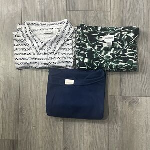 Chico’s Blouses Shirts Women's 2 Blue White Casual Business Bundle